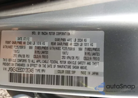 2013 Mazda Cx-5 Grand Touring z USA, uszkodzony, nr VIN JM3KE4DE6D0136346